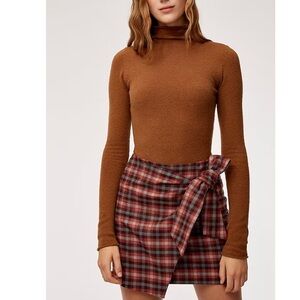 Wilfred Dorine Plaid Wool Cashmere Wrap Mini Skirt 2